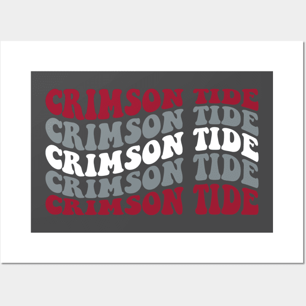 Crimson Tide Wave Font Design Wall Art by Violet Ray Design